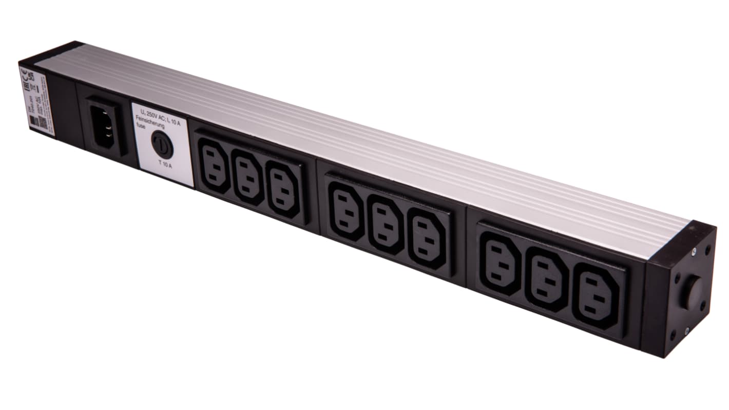 Rittal IEC C13 Power Distribution Unit, 2m Cable, 10A, 250 V, Fused
