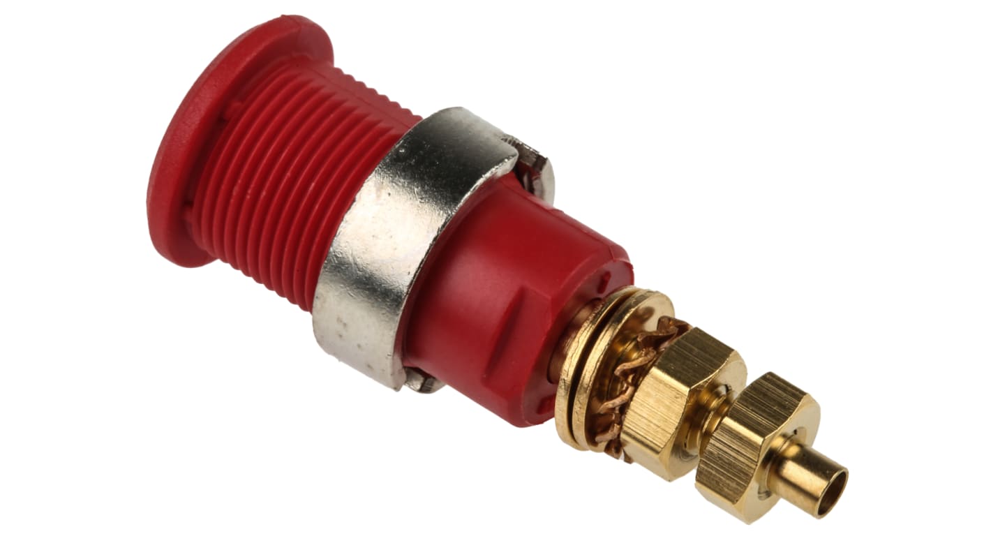 Staubli Red Female Banana Socket, 4 mm Connector, Solder Termination, 32A, 1000V, Gold Plating