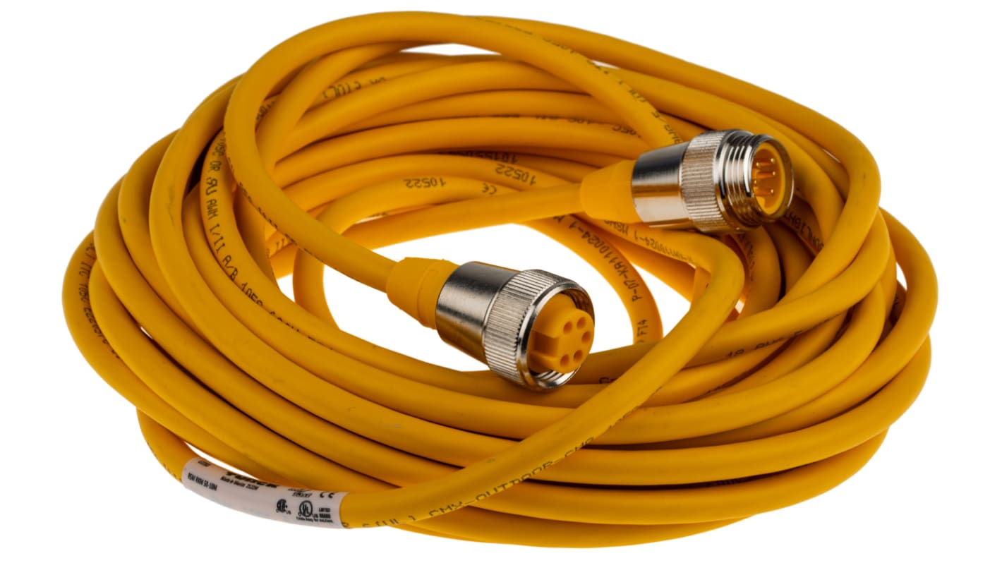 Turck Straight Male 5 way 7/8 in Circular to Straight Female 5 way 7/8 in Circular Sensor Actuator Cable, 10m