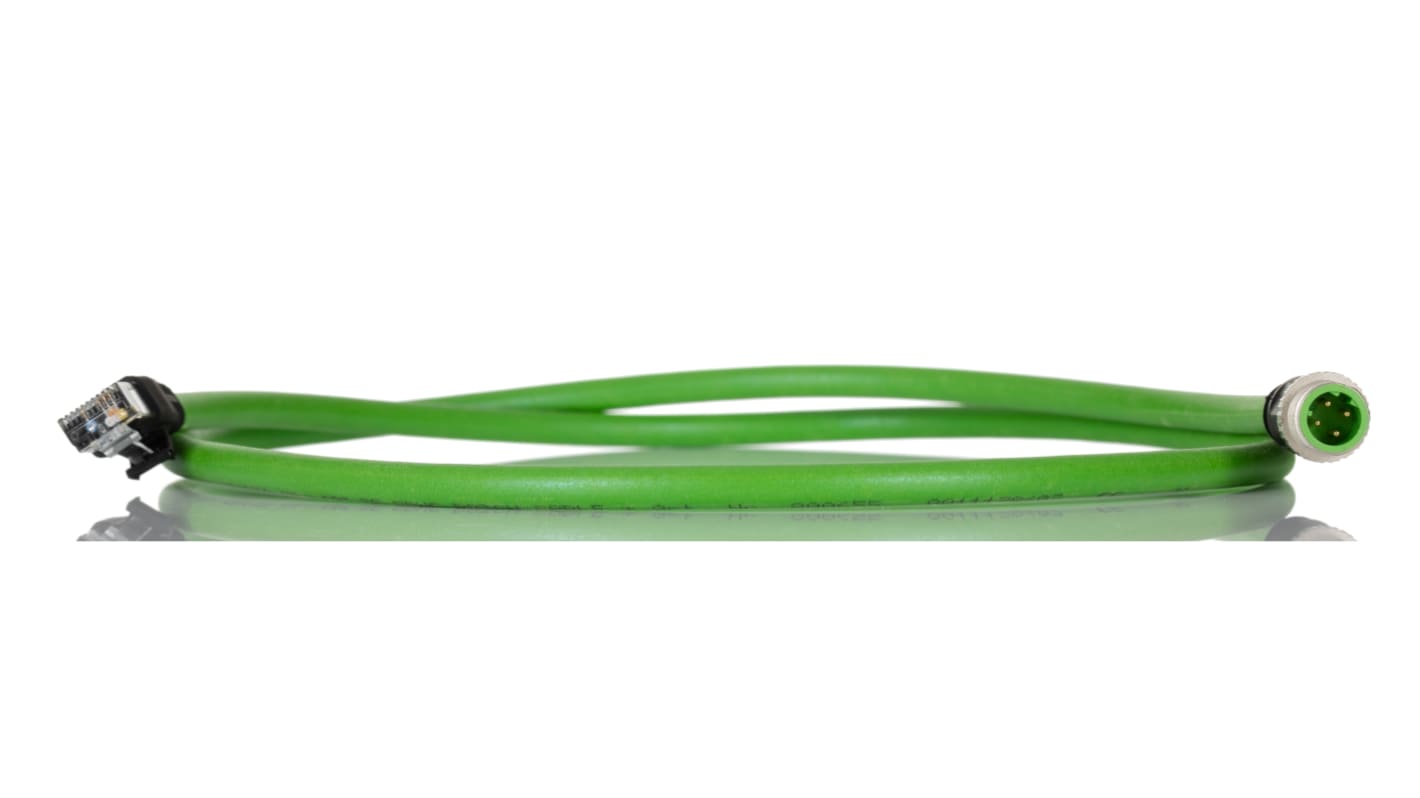 Cable Ethernet Cat5e Lámina de aluminio, trenzado de cobre estañado Turck de color Verde, long. 1m, funda de