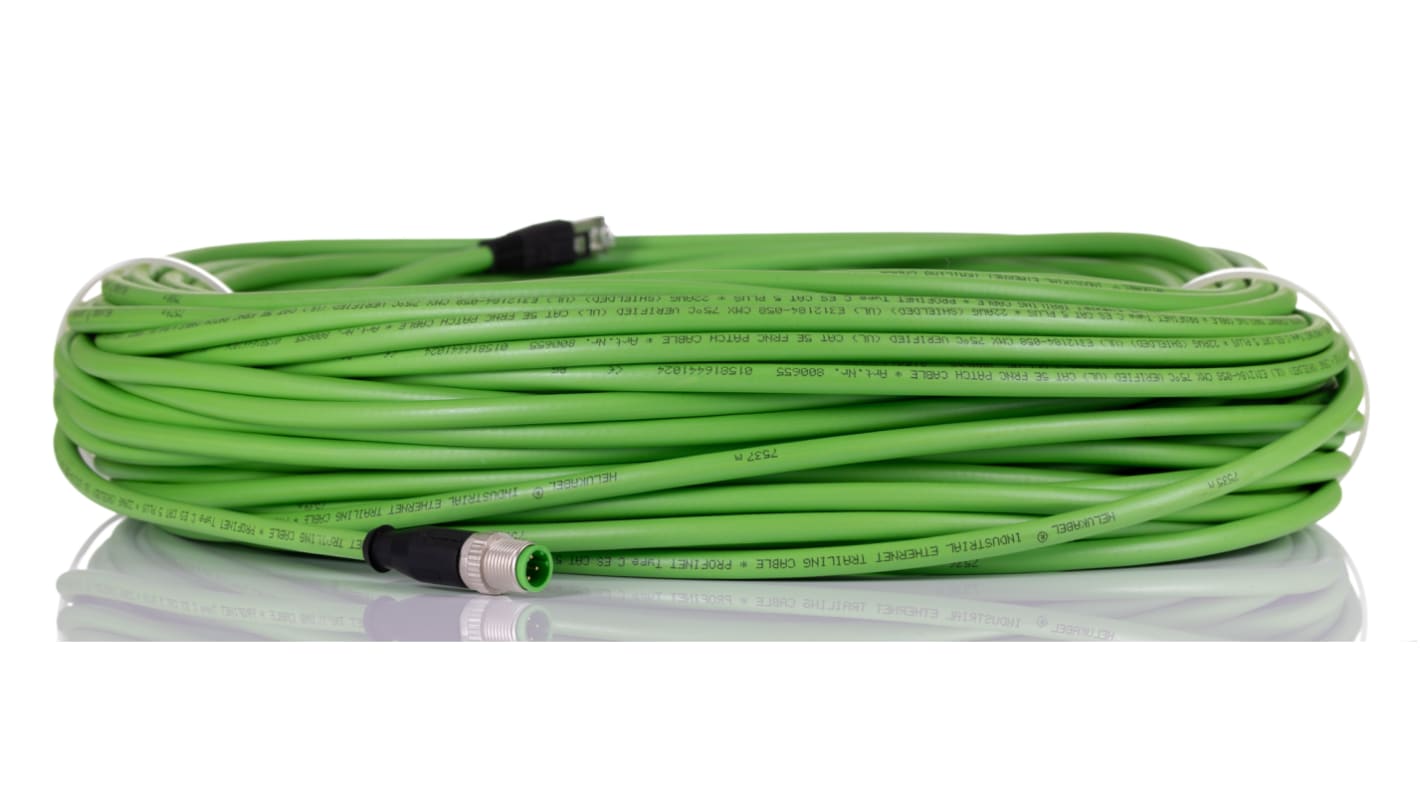 Cable Ethernet Cat5e Turck de color Verde, long. 50m, funda de Poliuretano (PUR)