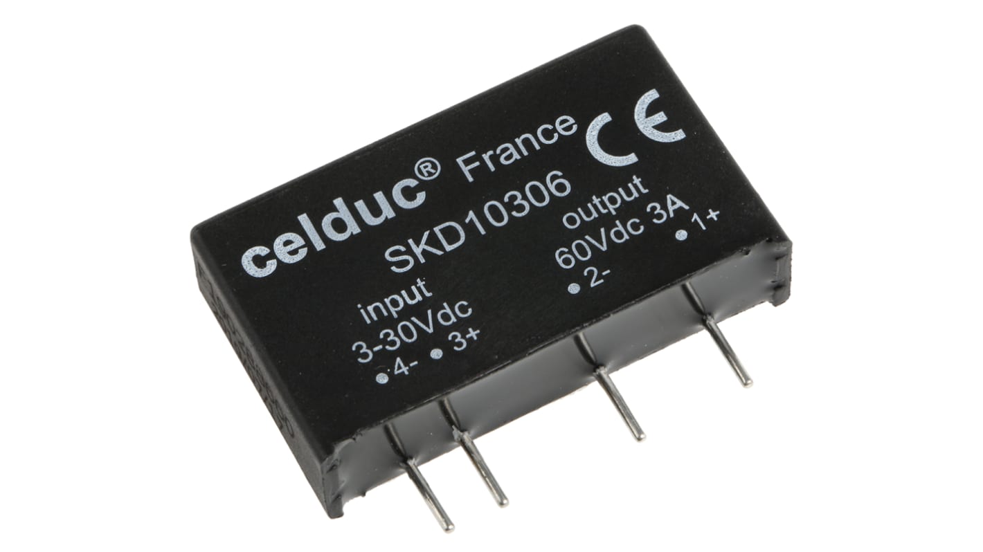 Celduc ソリッドステートリレー 最大負荷電流:3 A 最大負荷電圧:60 V dc 基板実装, SKD10306