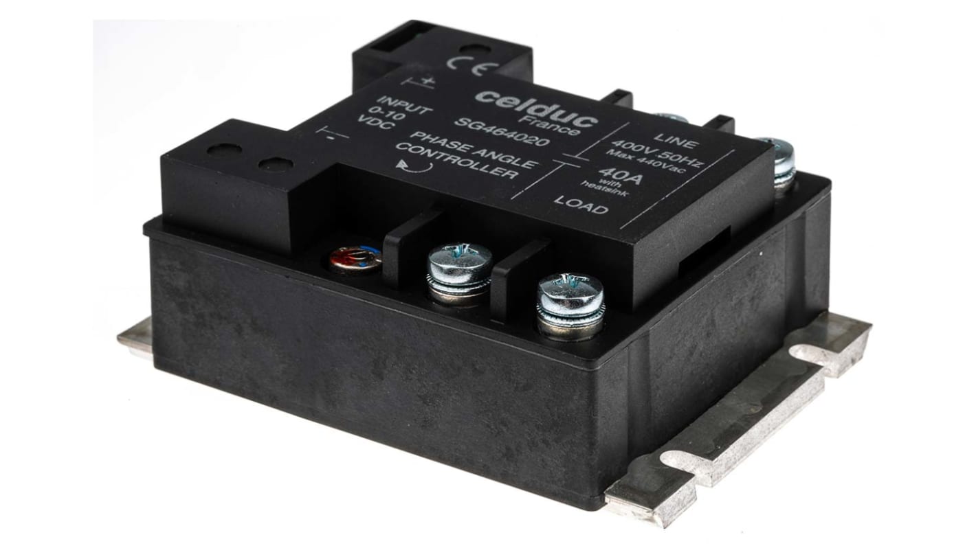 Celduc SG4 Series Solid State Relay, 40 A Load, Panel Mount, 460 V rms Load, 10 V dc Control