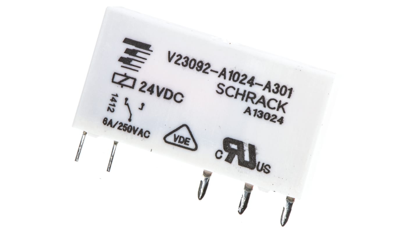 Relé de potencia sin enclavamiento TE Connectivity SNR de 1 polo, SPDT, bobina 24V dc, 6A, Montaje en PCB