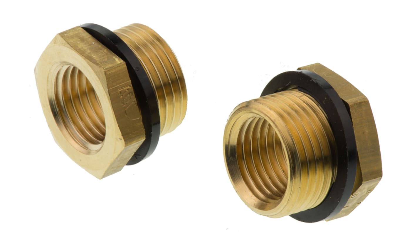 Legris Brass Pipe Fitting, Straight Threaded Reducer, Male G 3/8in to Female G 1/4in