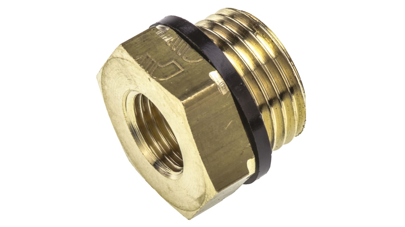 Legris Brass Pipe Fitting, Straight Threaded Reducer, Male G 1/2in to Female G 1/4in