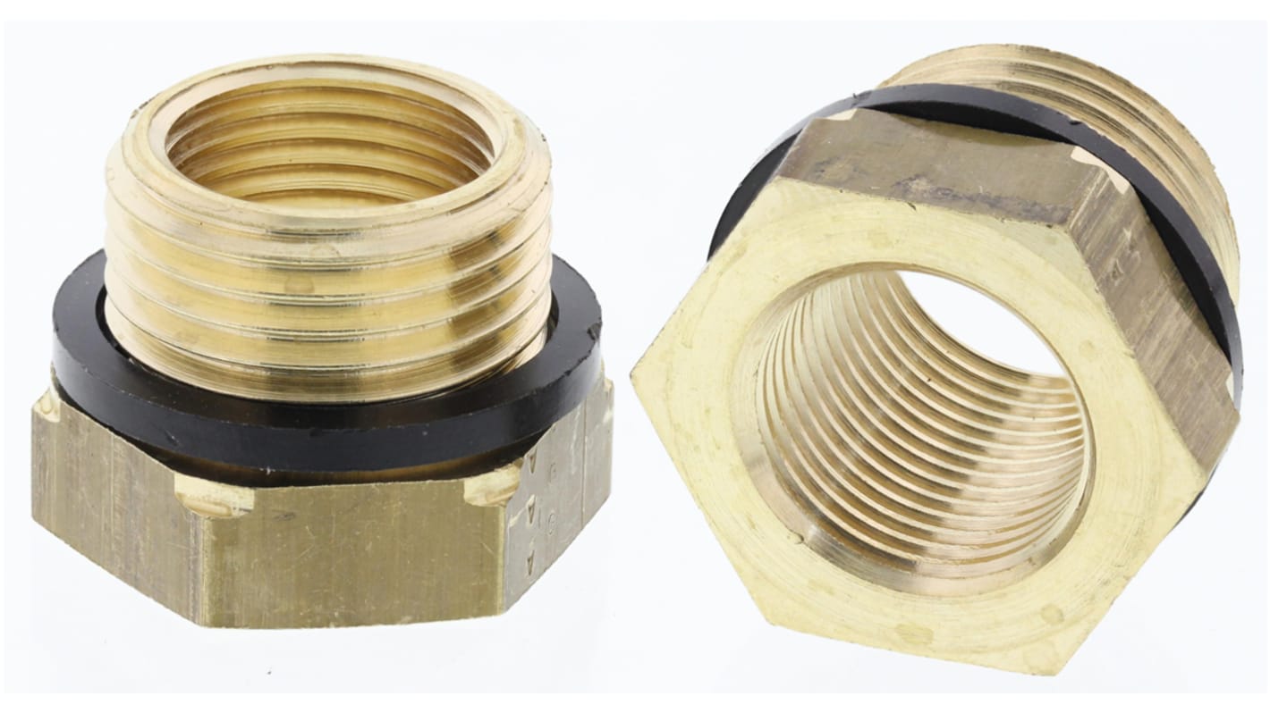 Legris Brass Pipe Fitting, Straight Threaded Reducer, Male G 1/2in to Female G 3/8in