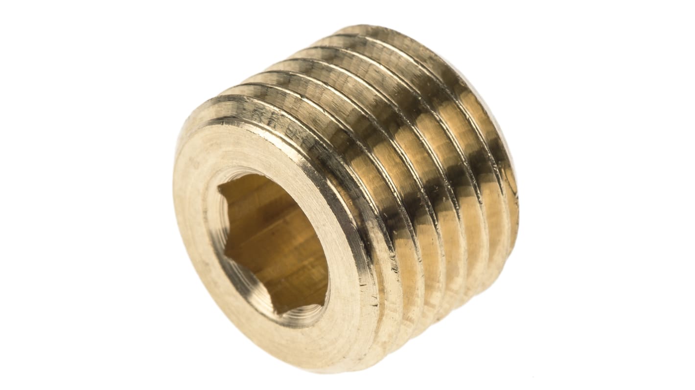 Legris Brass Pipe Fitting, Straight Threaded Plug, Male R 1/4in