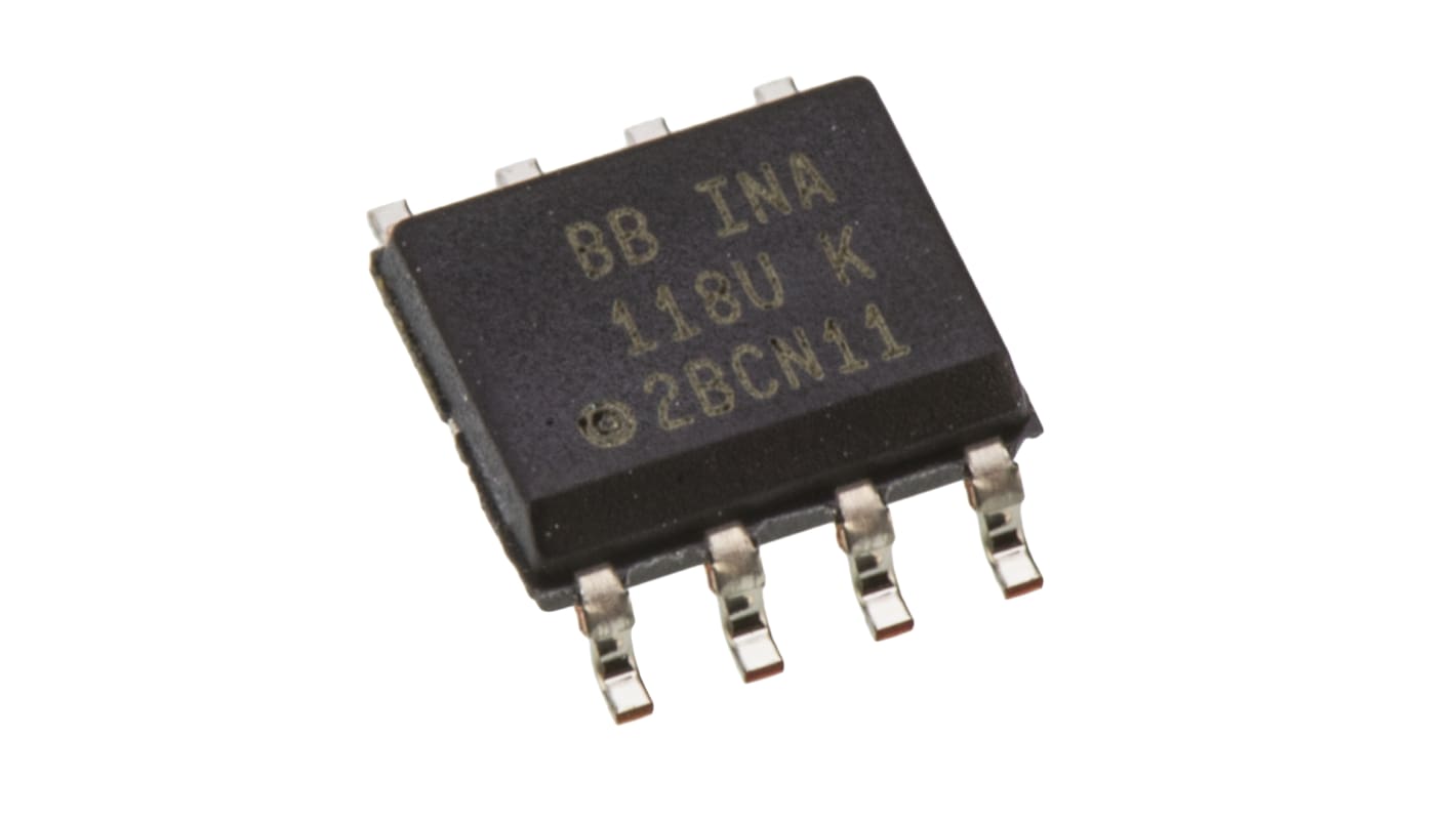 Texas Instruments 仪表放大器, 双路, 贴片安装, 8引脚, 125μV偏置, SOIC封装