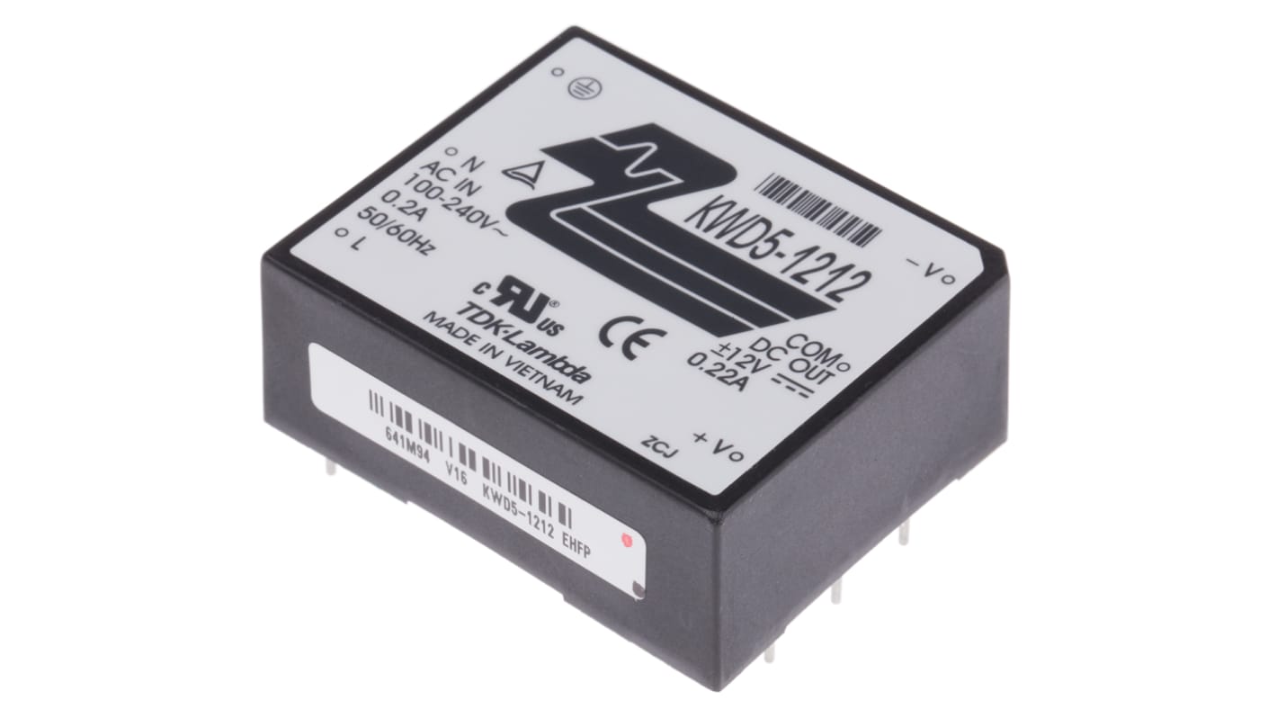 TDK-Lambda Switching Power Supply, KWD5-1212, ±12V dc TDK-Lambda Switching Power Supply, KWD5-1212, ±12V dc
