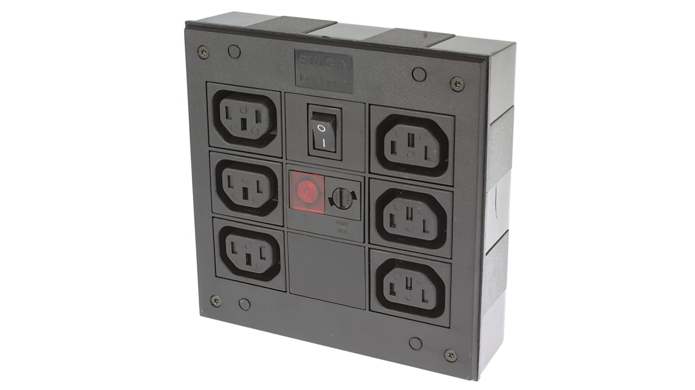 Bulgin IEC C13 6 Gang Power Distribution Unit, No, 250 V ac, Fused