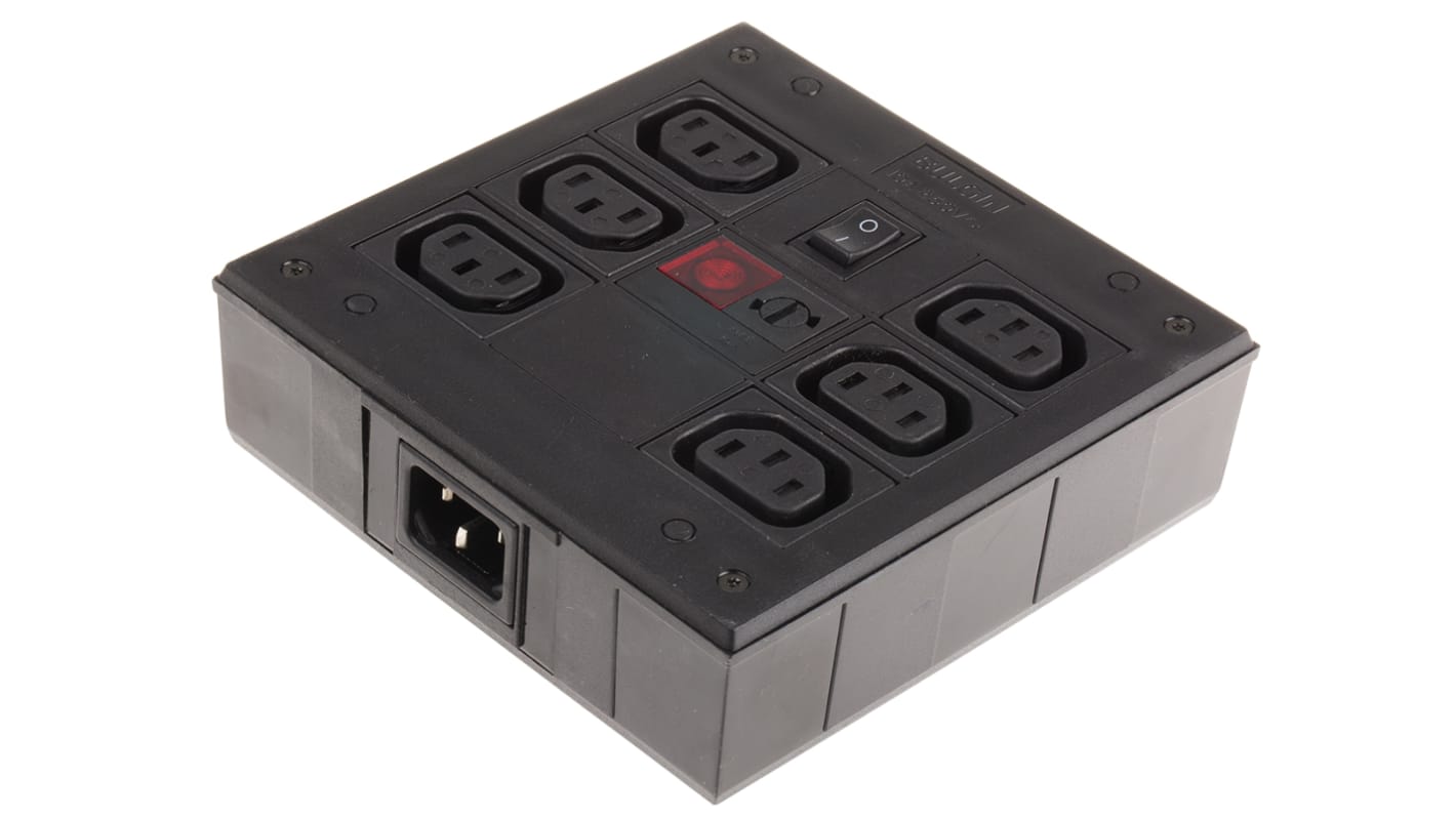 Bulgin IEC C13 6 Gang Power Distribution Unit, Filtered, 250 V ac, Fused