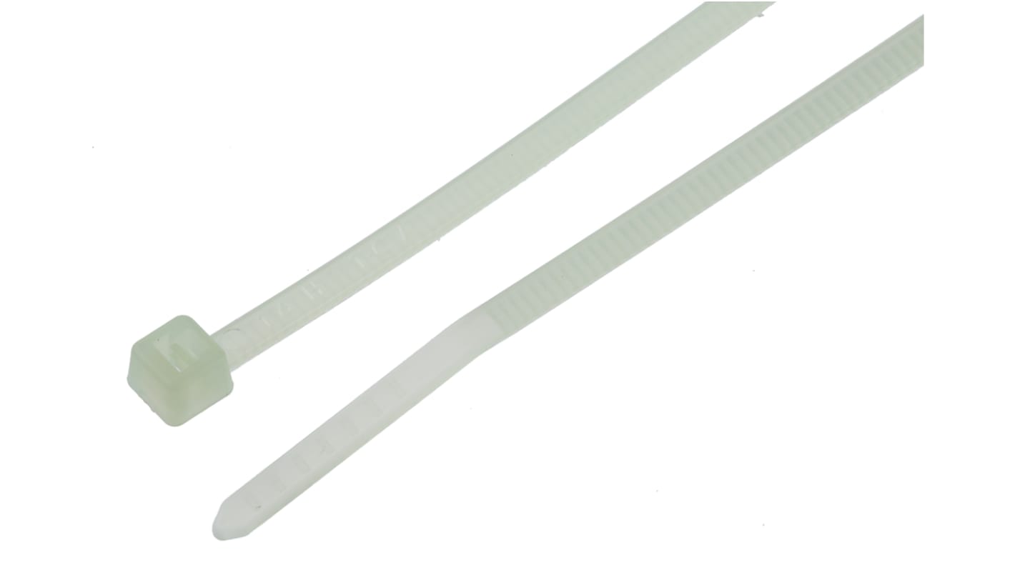 HellermannTyton Cable Tie, Inside Serrated, 145mm x 2.5 mm, Natural Polyamide 6.6 (PA66), Pk-100