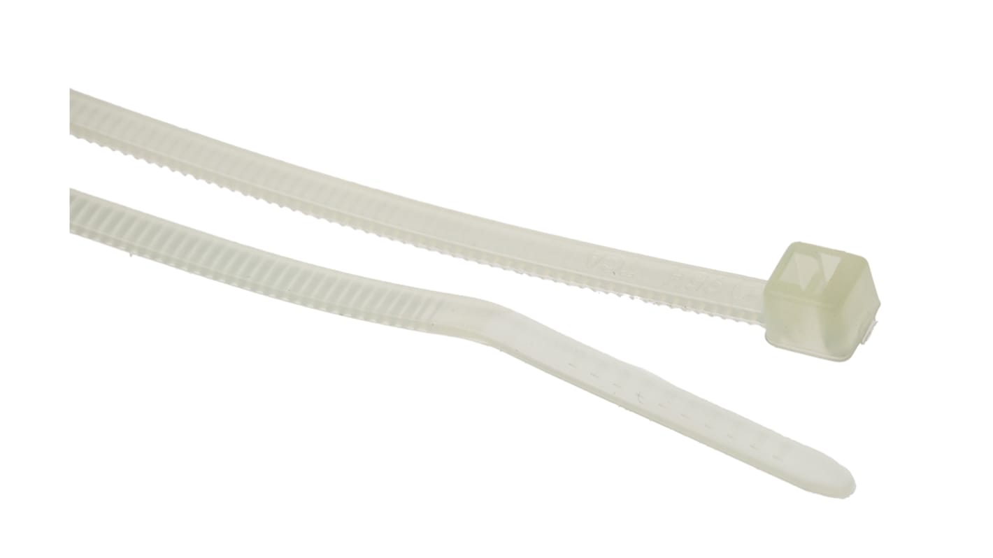 Brida HellermannTyton T18R de Poliamida 6,6 (PA66), 100mm x 2,5 mm , Dentro de Serrado