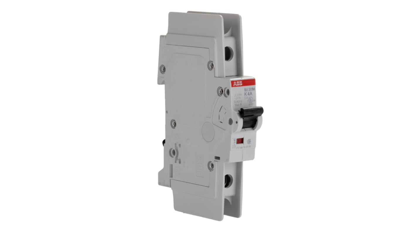 ABB System Pro M Compact SU200M MCB, 1P, 4A Curve K, 277V AC, 277V DC, 15 kA Breaking Capacity