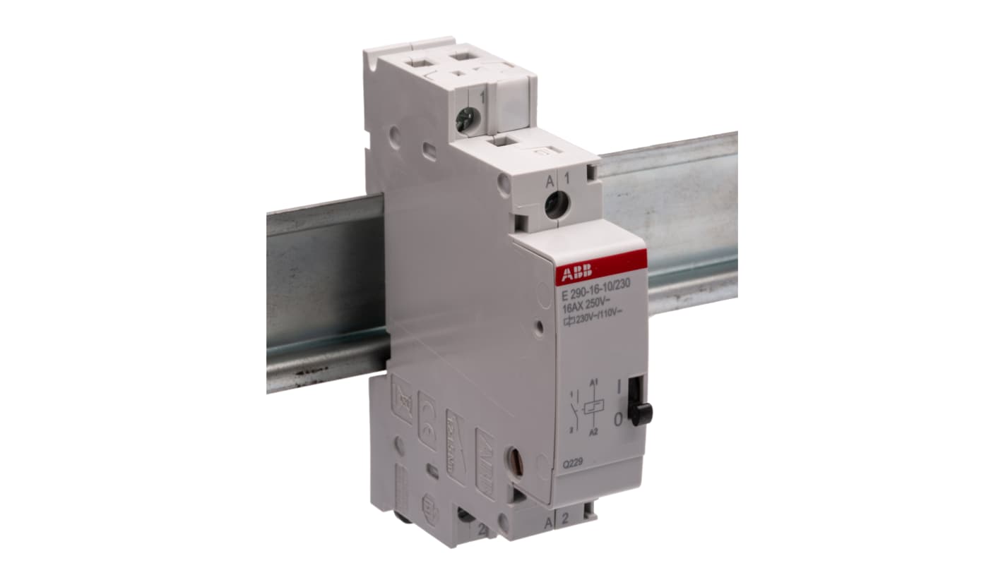 Relé de potencia con enclavamiento ABB, SPST, bobina 230V ac, 16A, Carril DIN