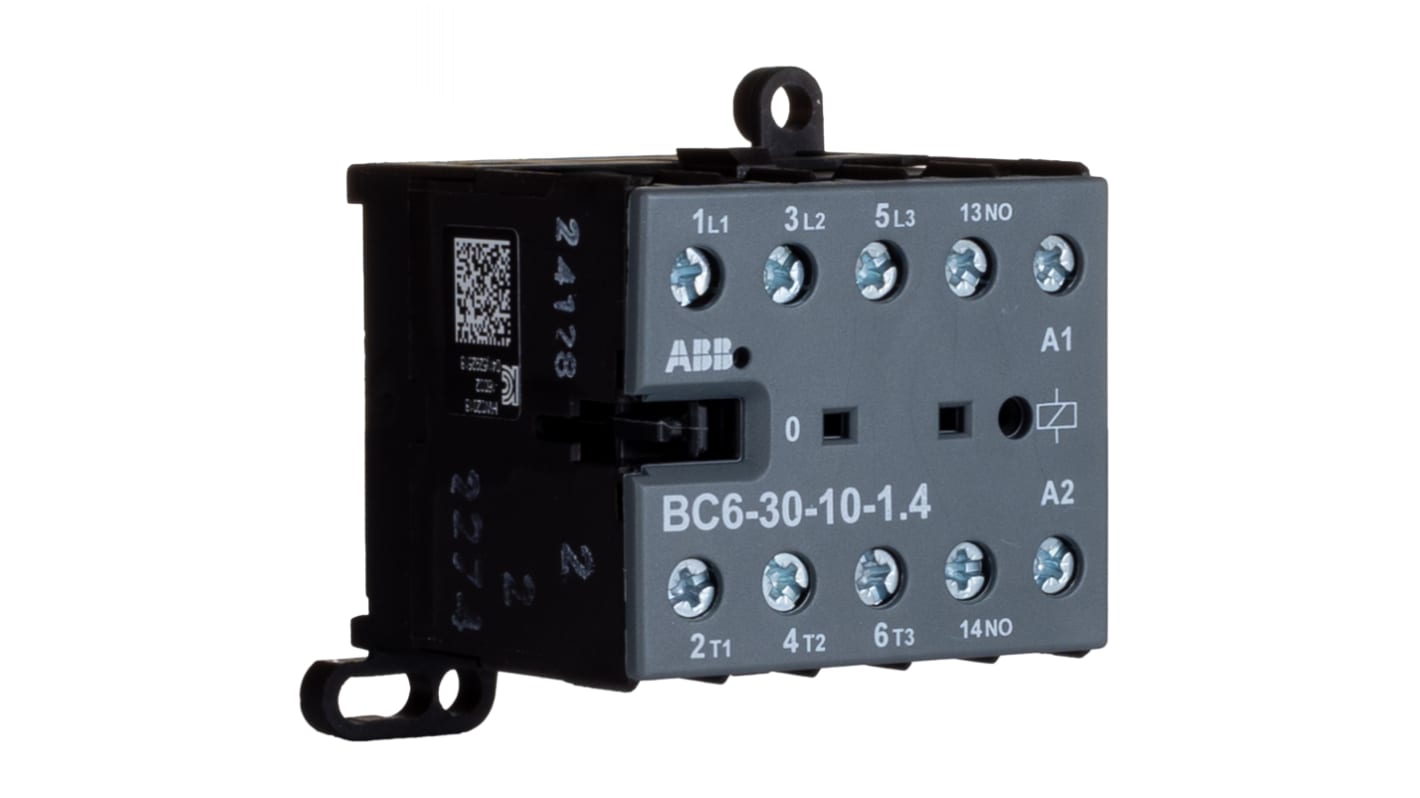 ABB BC6-30-10-1.4W Contactor, 24 V Coil, 3-Pole, 20 A, 4 kW, 3NO