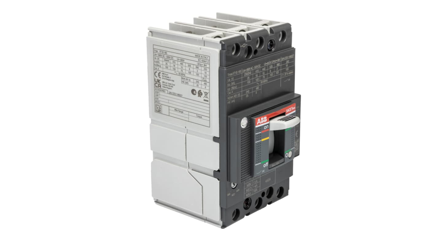 ABB SACE Tmax XT XT1B, Leistungsschalter MCCB 3-polig, 16A / Abschaltvermögen 25 kA 690V 500V, Fest, L. 70mm