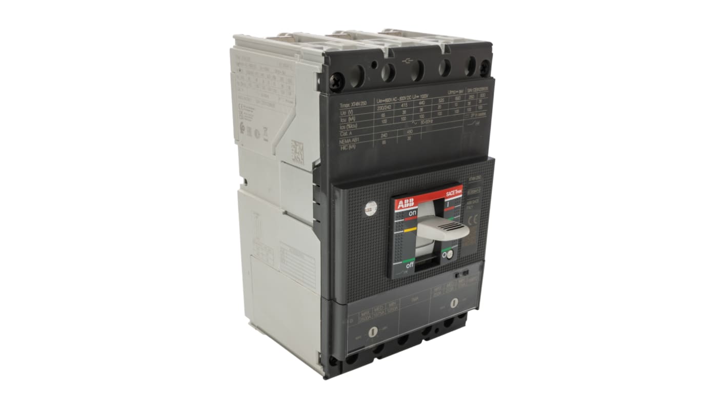 ABB, SACE Tmax XT MCCB Molded Case Circuit Breaker 3P 250A, Breaking  Capacity 36 kA, Fixed Mount