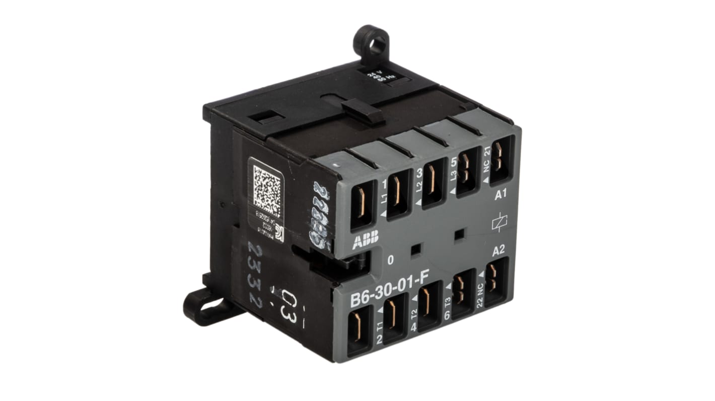 ABB B6-30-01-F-01 Contactor, 24 V Coil, 3-Pole, 20 A, 4 kW, 3NO