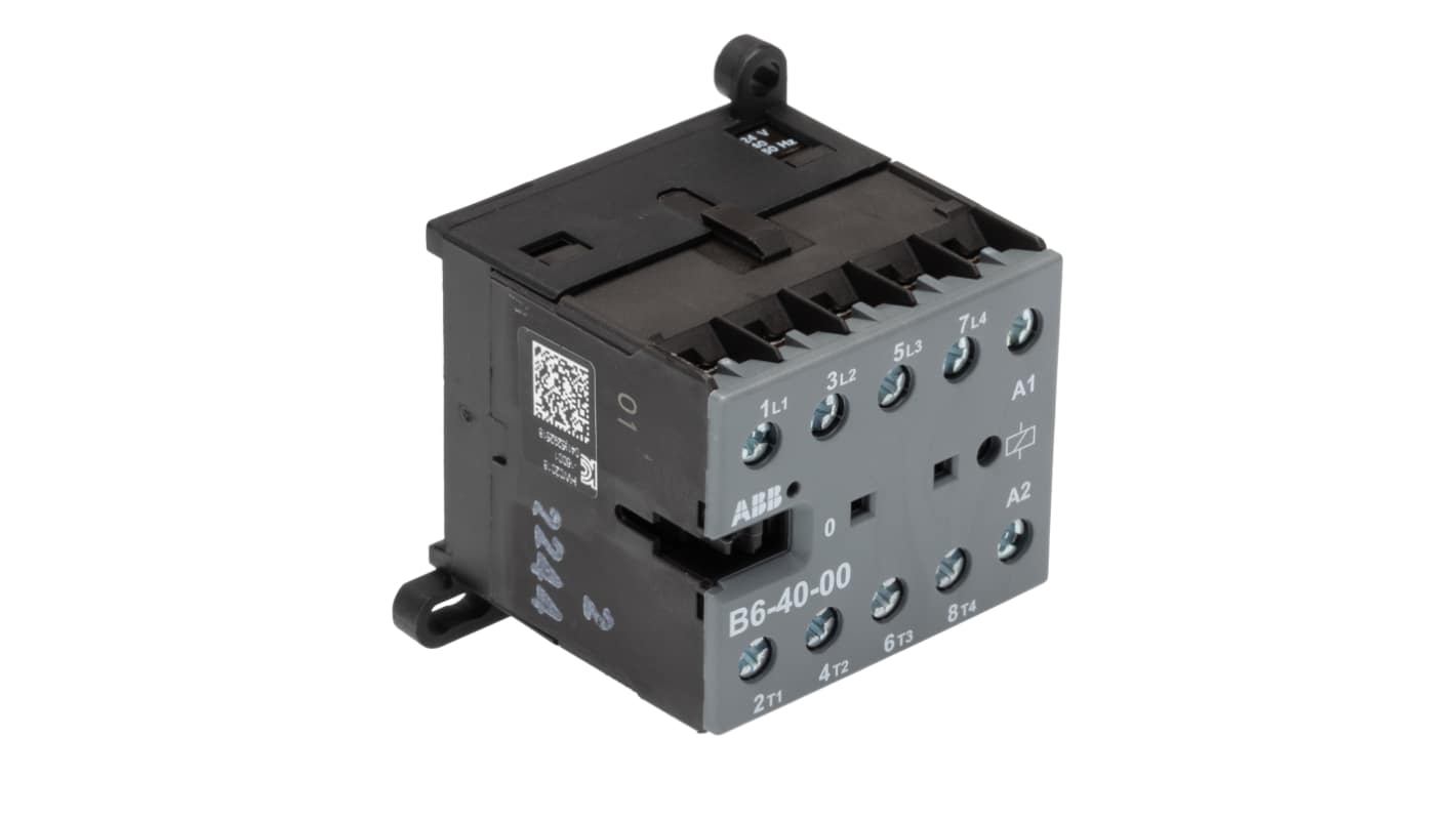 Contactor ABB B6-40-00 de 4 polos, 4 NA, 20 A, bobina 24 V, 4 kW