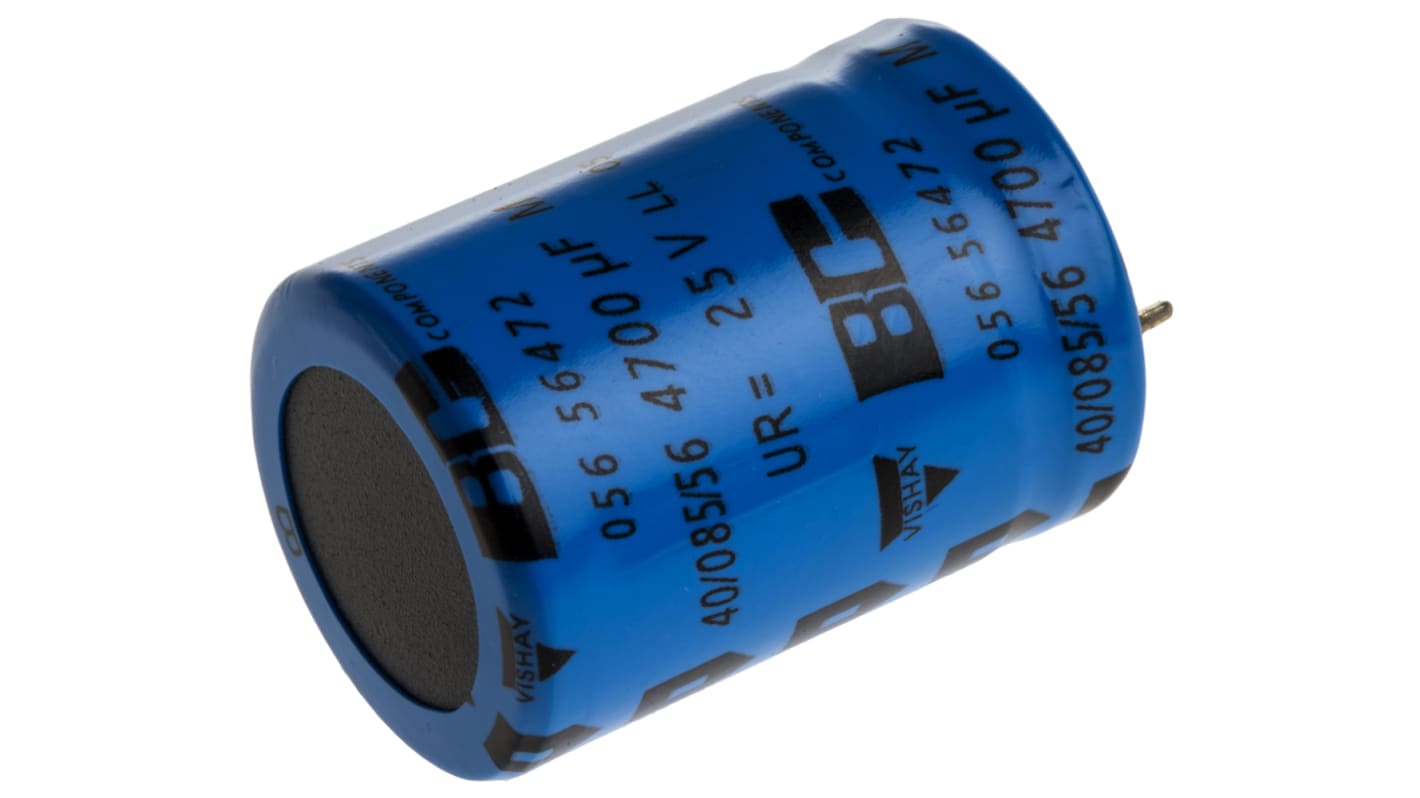 Vishay 056 PSM-SI Snap-In Aluminium-Elektrolyt Kondensator 4700μF ±20% / 25V dc, Ø 22mm x 30mm, +85°C