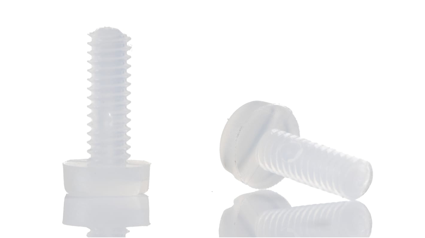 RS PRO Slot  Cheese Head Nylon Machine Screw DIN 84, M2x6.0mm