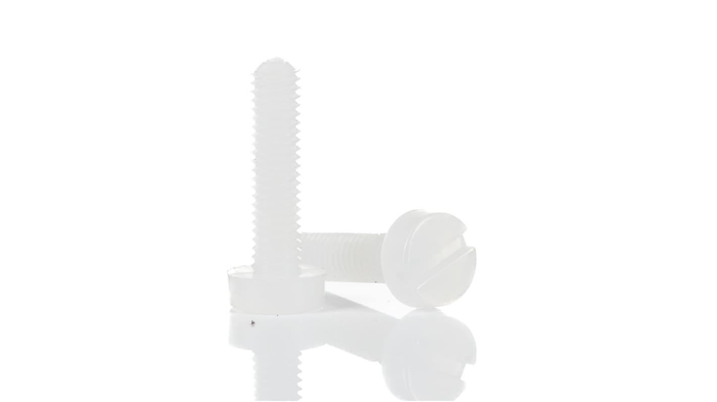 RS PRO Slot  Cheese Head Nylon Machine Screw DIN 84, M6x12.0mm
