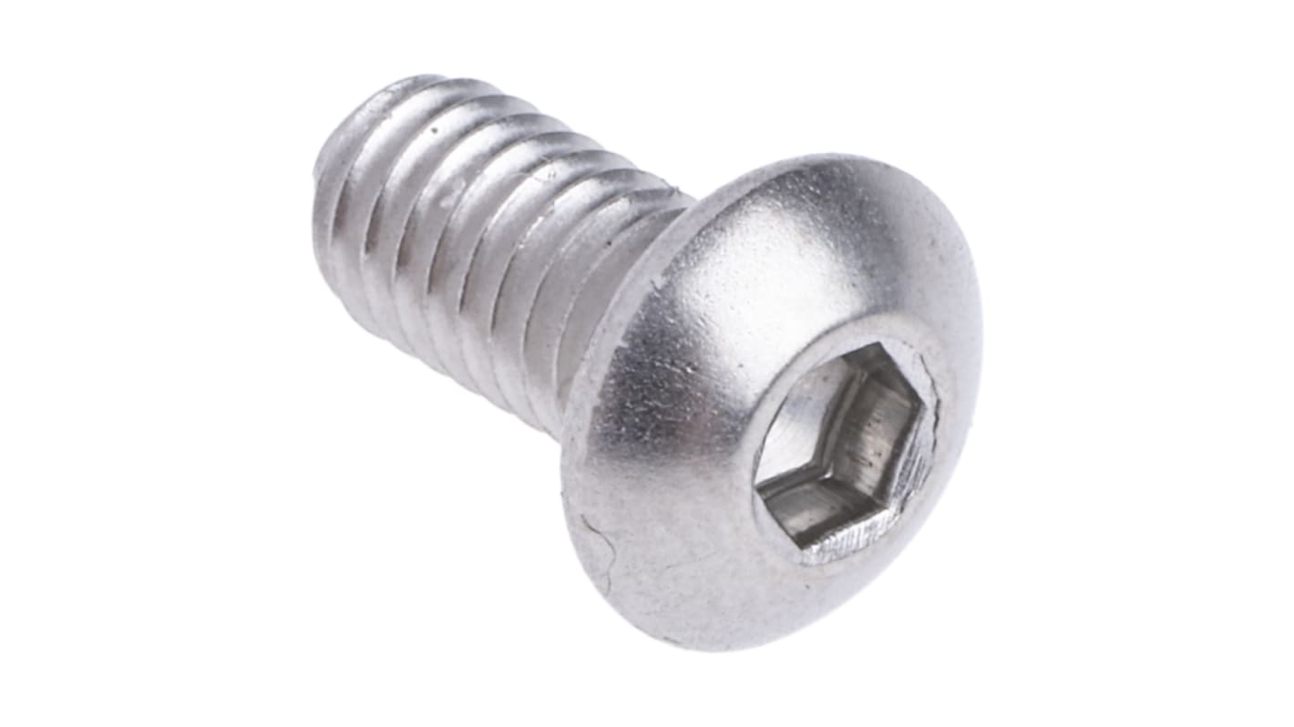 RS PRO Stainless Steel Hex Socket Button Screw, ISO 7380, M4 x 8mm