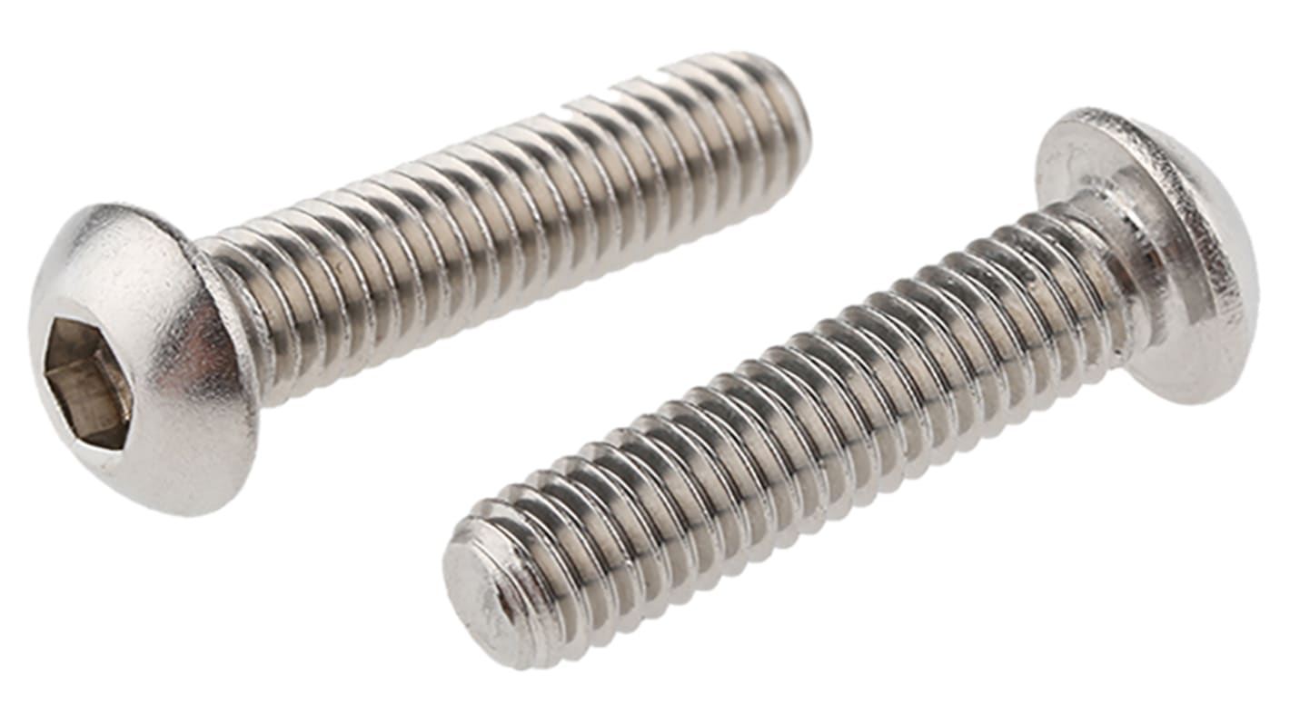 RS PRO Stainless Steel Hex Socket Button Screw, ISO 7380, M6 x 25mm