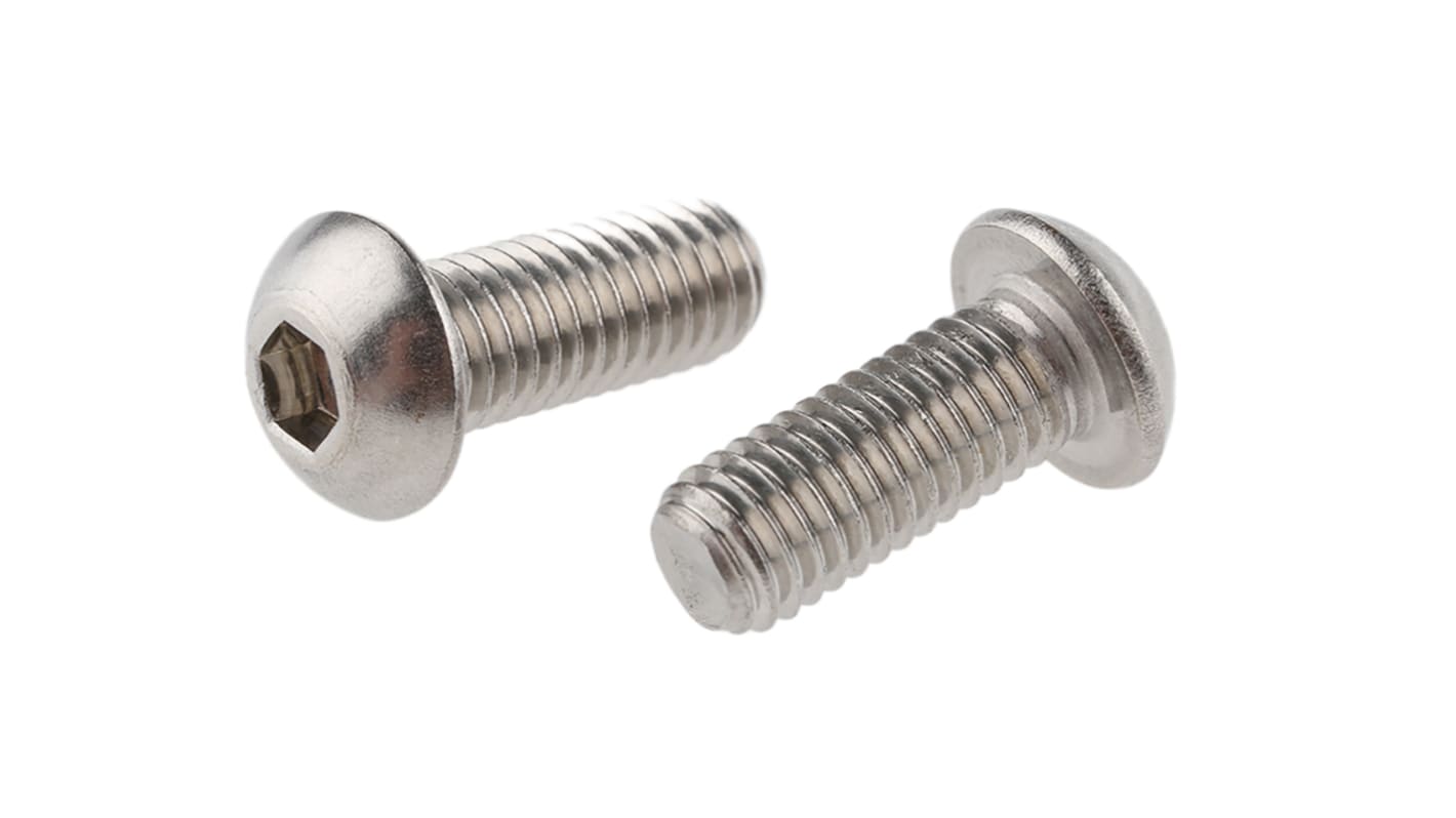 RS PRO Stainless Steel Hex Socket Button Screw, ISO 7380, M8 x 20mm