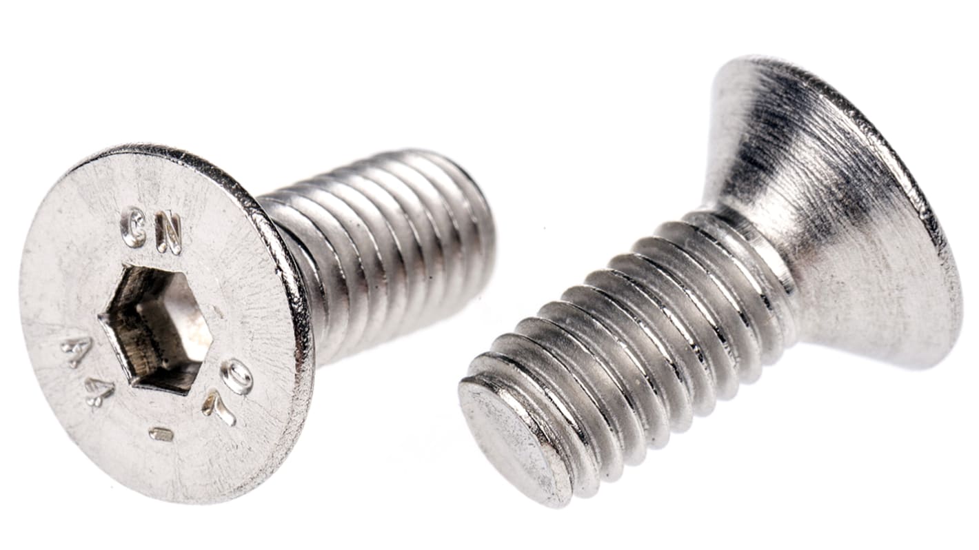 RS PRO Stainless Steel Hex Socket Countersunk Screw, ISO 10642, M5 x 12mm