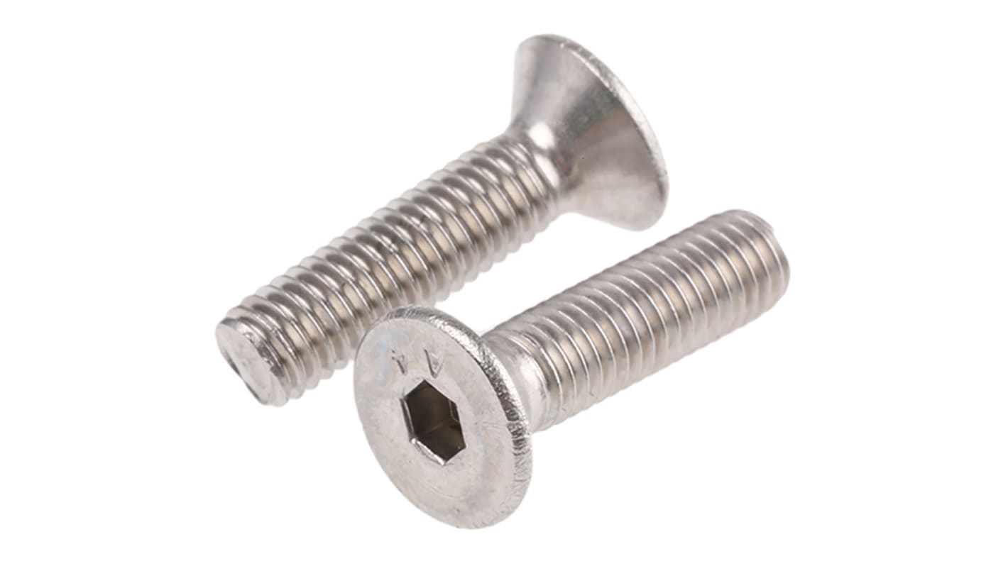 Vite a brugola con testa svasata esagonale RS PRO, M5, L. 20mm, in Acciaio inox