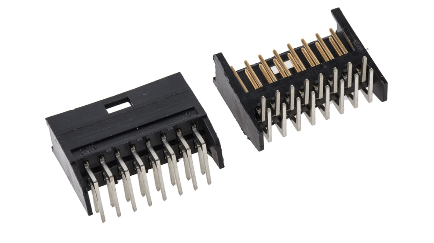 TE Connectivity 16p双排排针 直角板对板, 线对板连接器, 2.54mm间距, THT安装, AMPMODU MOD II系列