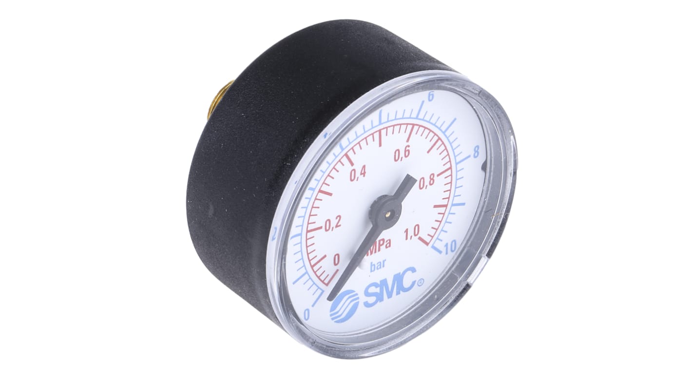 SMC Analogue Pressure Gauge 10bar Back Entry 50mm Outside Diameter