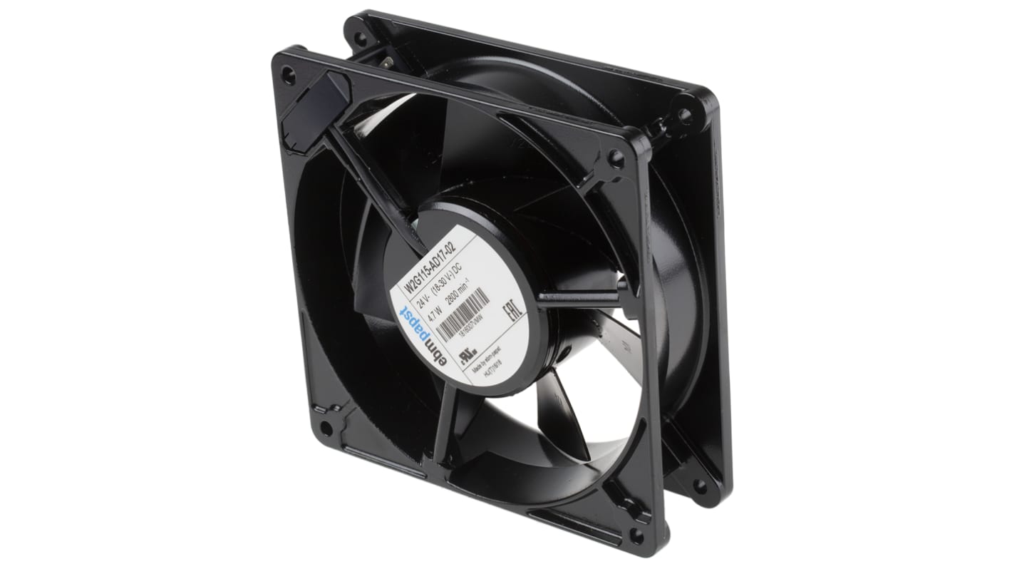 ebm-papstAxiální ventilátor 24 V DC DC, průtok vzduchu: 245m³/h 4.7W196mA, 127 x 127 x 38mm