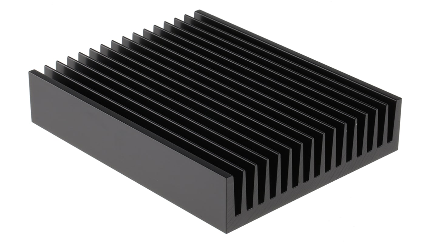 Disipador RS PRO de Aluminio Negro, 0.55K/W, dim. 200 x 160 x 40mm, para usar con Aluminio Rectangular Universal