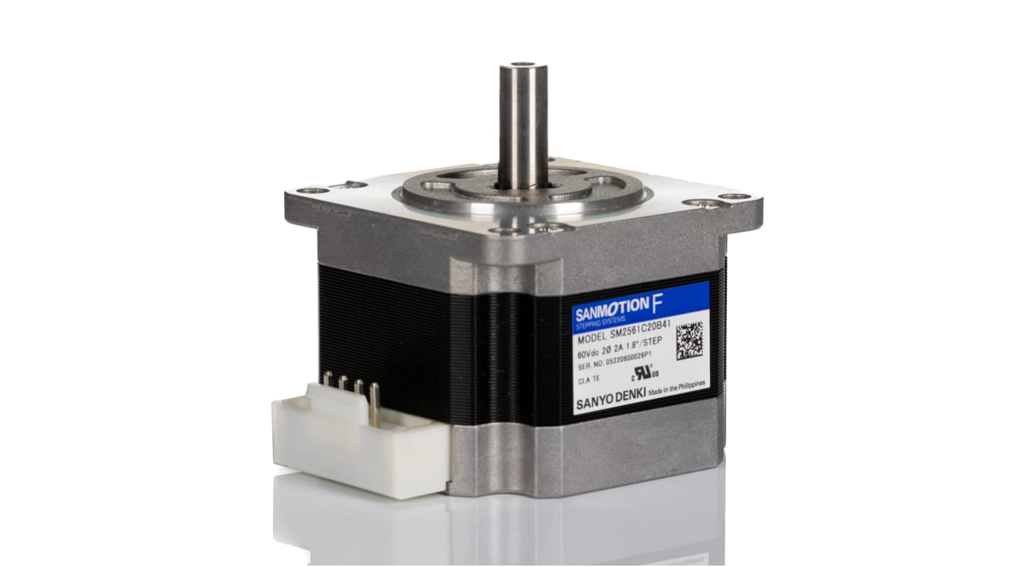 Sanyo Denki SM2561 Series Hybrid, Single Shaft Stepper Motor, 0.75Nm Torque, 24 V dc, 1.8°, 56 x 56mm Frame, 7.5mm Shaft