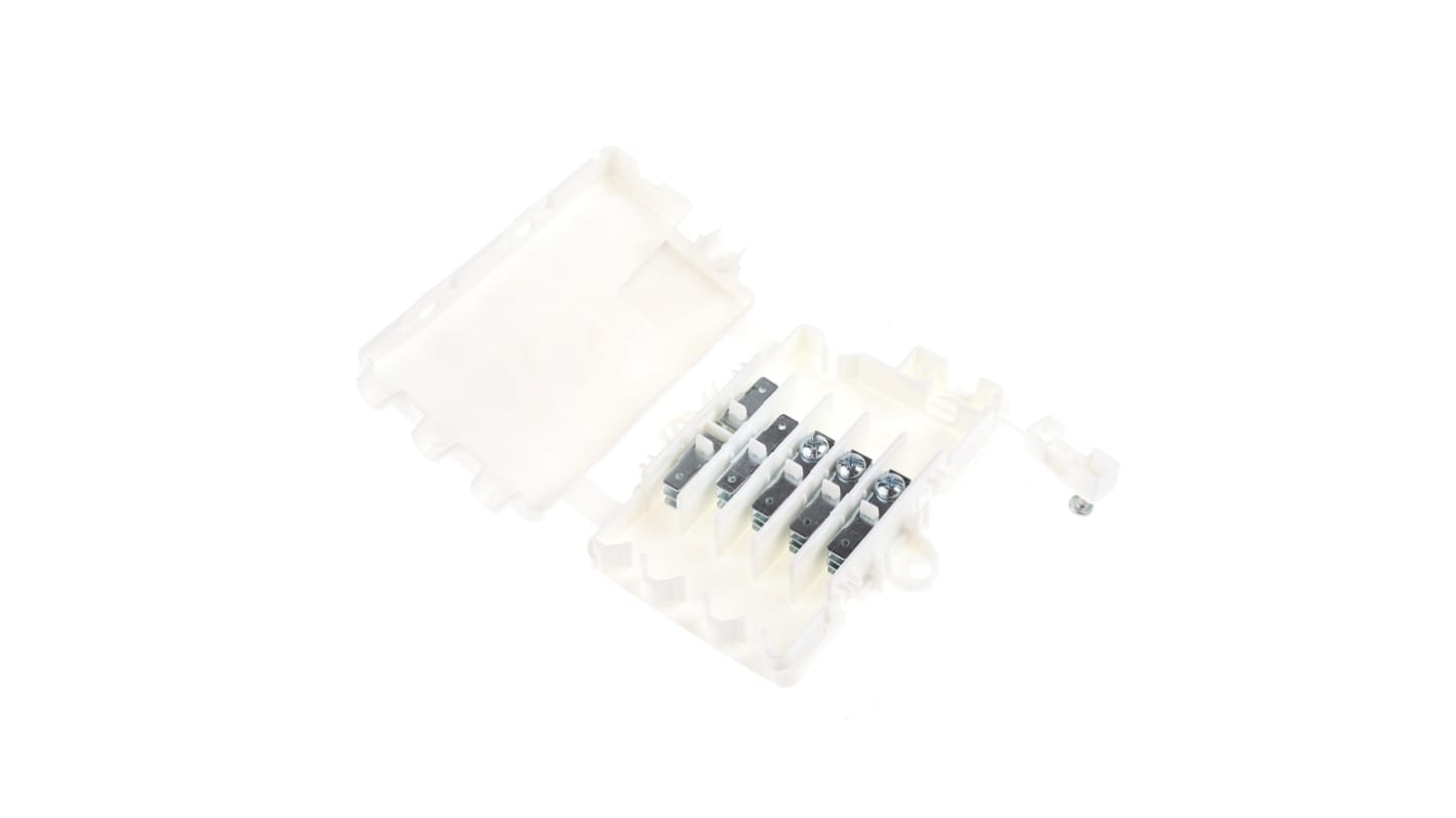 RS PRO Non-Fused Terminal Block, 6-Way, 20A, 22 → 12 AWG Wire, Screw Down Termination