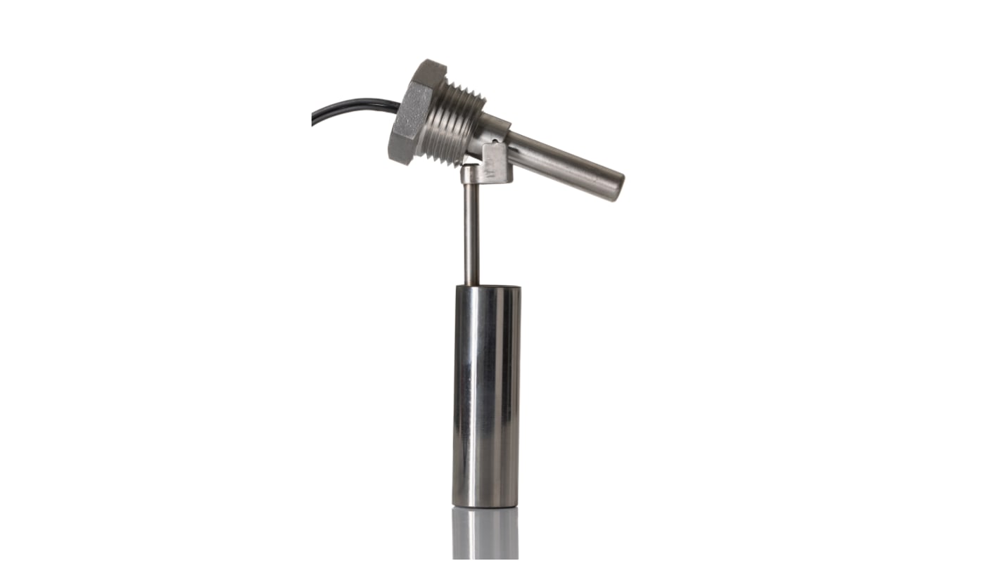 RS PRO 不锈钢浮球开关, 侧面安装, NO, 最大直流350V, 最高125°C, 线长1m