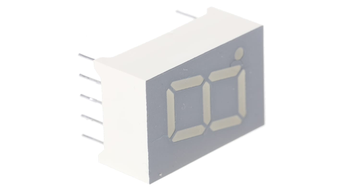 Display LED 7 segmentos Kingbright de 1 caract., Rojo, Vf= 2 V, ánodo común, mont. pasante