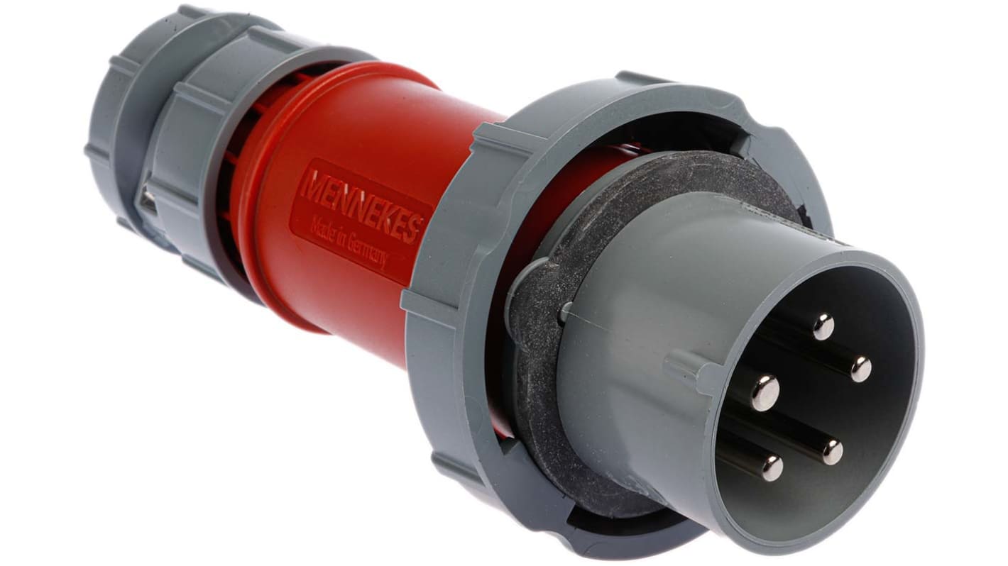 MENNEKES, PowerTOP IP67 Red Cable Mount 3P + N + E Industrial Power Plug, Rated At 32A, 400 V