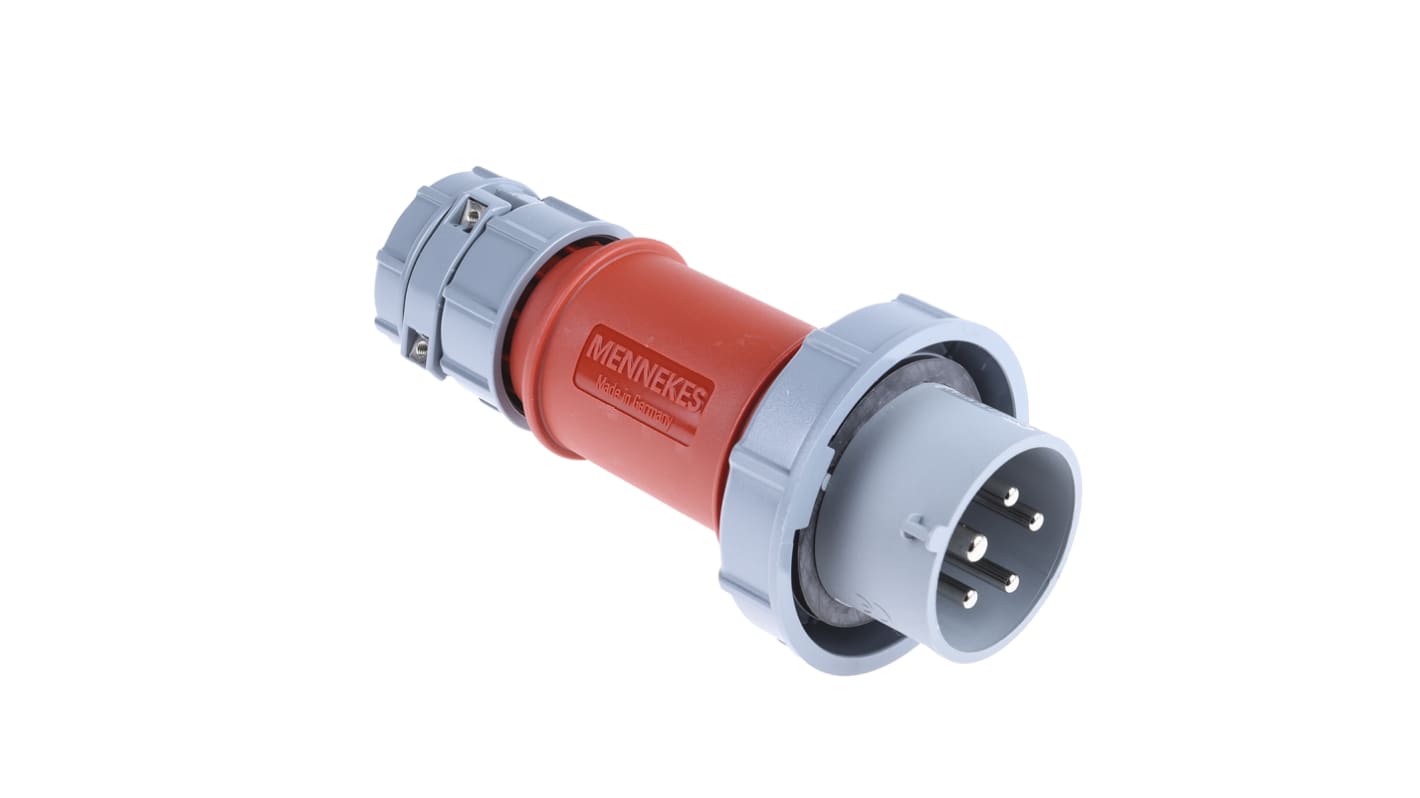 MENNEKES, PowerTOP IP67 Red Cable Mount 3P + N + E Industrial Power Plug, Rated At 16A, 400 V