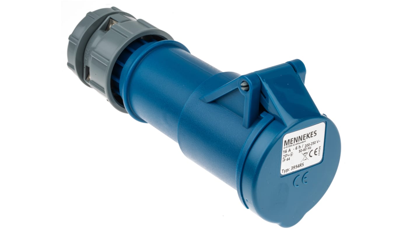 MENNEKES, PowerTOP IP44 Blue Cable Mount 3P Industrial Power Socket, Rated At 16A, 230 V