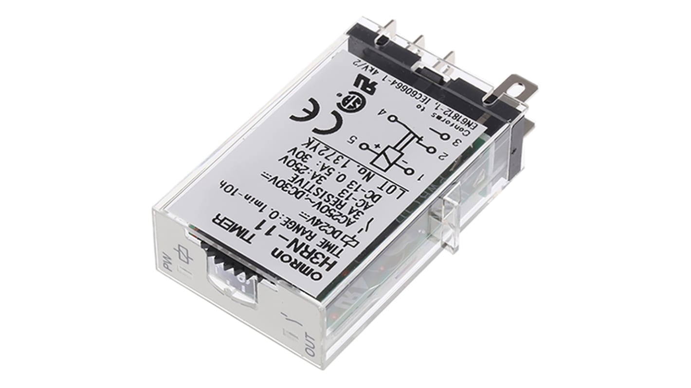 Timer Relay Omron, intervallo 0.1 min → 10h, 1 poli, A innesto