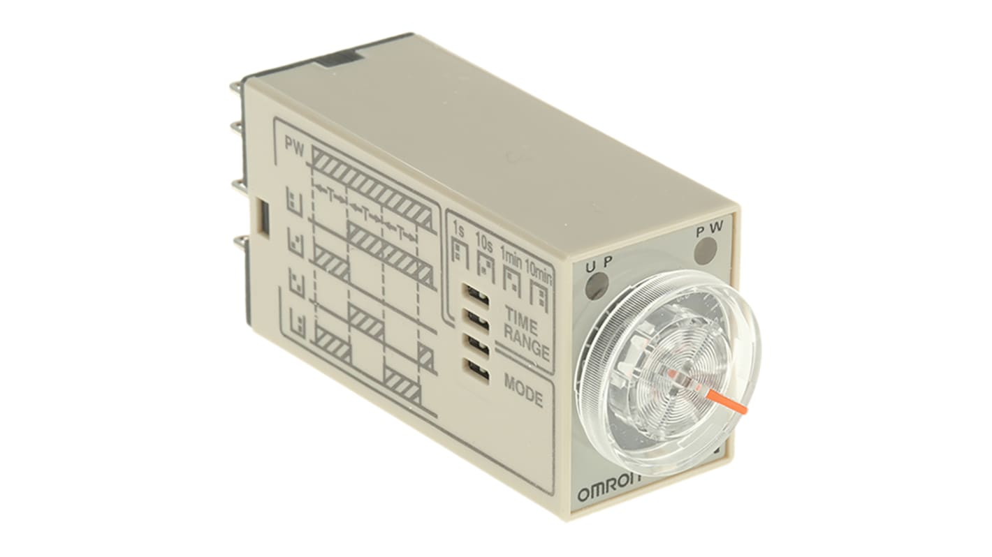 Omron H3YN Series DIN Rail, Panel Mount Timer Relay, 24V ac, 2-Contact, 0.1 s → 10min