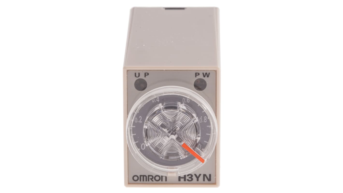 Omron H3YN Series DIN Rail, Panel Mount Timer Relay, 24V ac, 2-Contact, 0.1 min → 10h