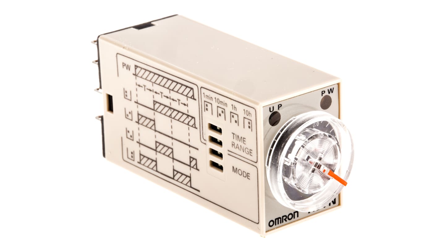 Omron H3YN Series DIN Rail, Panel Mount Timer Relay, 200 → 230V ac, 2-Contact, 0.1 min → 10h, DPDT