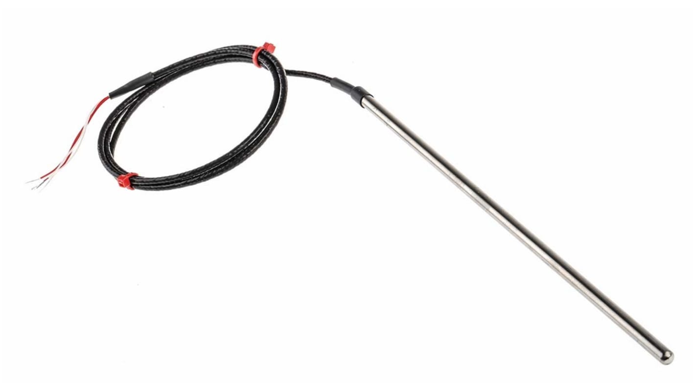 RS PRO PT100 RTD Sensor, 6mm Dia, 250mm Long, 4 Wire, Probe, Class B +250°C Max