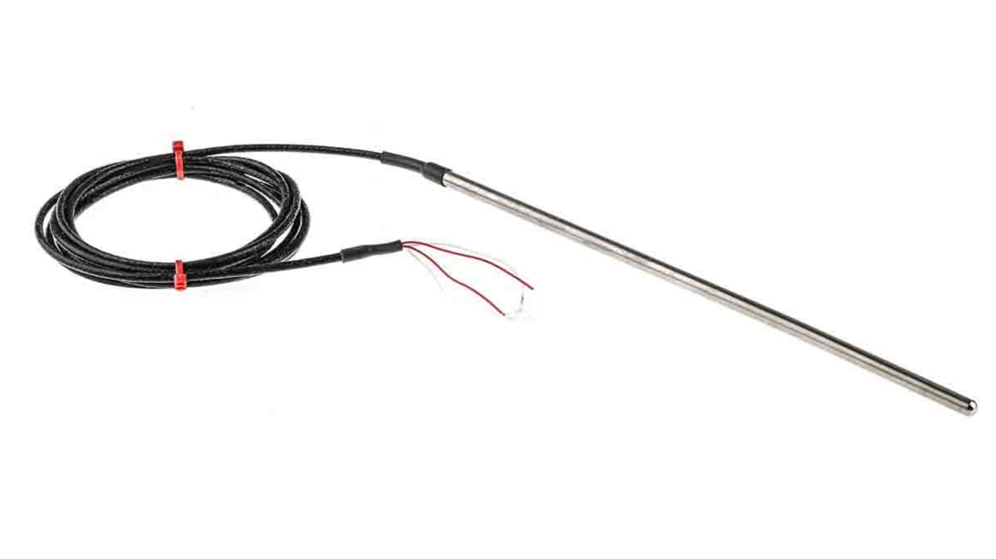 RS PRO PT100 RTD Sensor, 6mm Dia, 250mm Long, 4 Wire, Probe, 1/5 Din +250°C Max